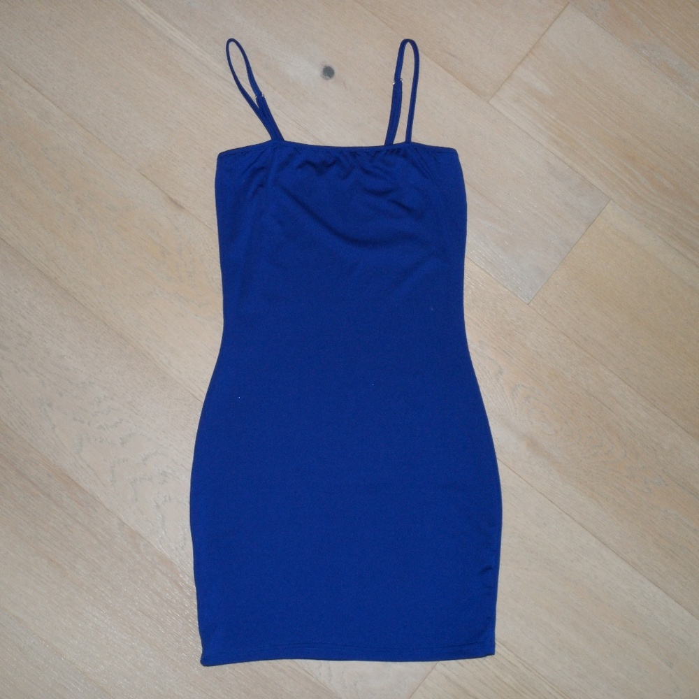 New Blue Bodycon Stretchy Spaghetti Strap Mini Dress XS | Brand Unknown
